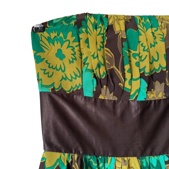 Plenty by Tracy Reese Silk Floral Strapless Dress Size 6 Bubble Hem Empire Waist - Picture 6 of 16